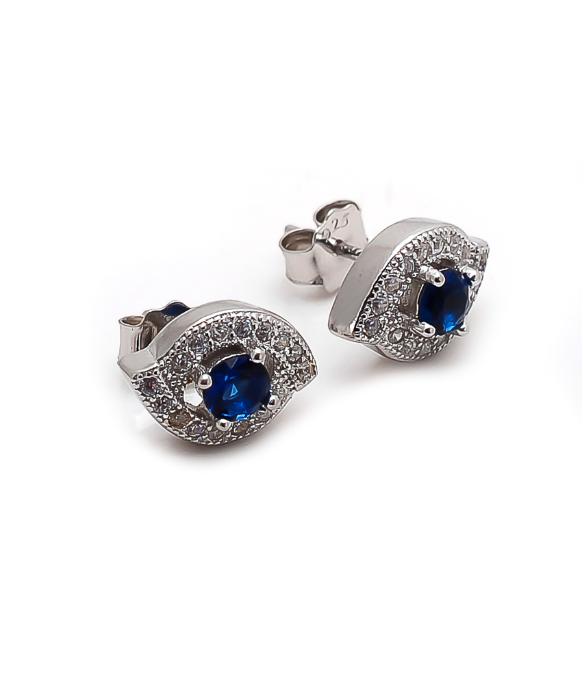 CZ Blue Stone Stud Earring - Divine Jewels
