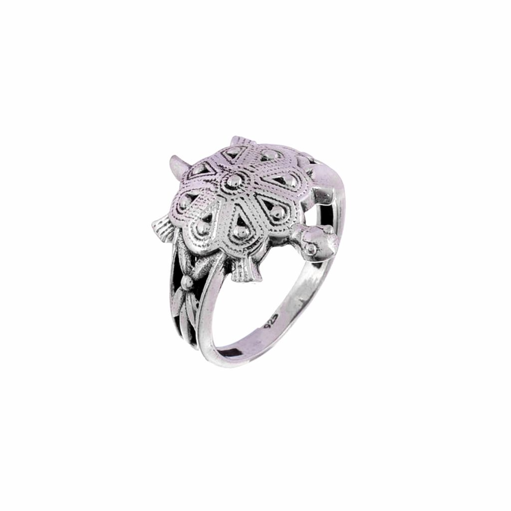 Oxidised Silver Tortoise Ring - Divine Jewels