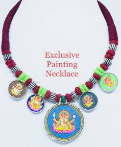 Antique Exclusive Lord Ganesha Painting Necklace