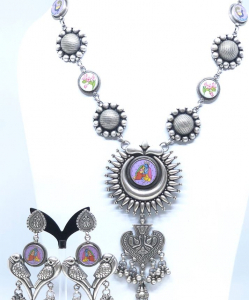 Antique Oxidized Necklace Set with Earrings