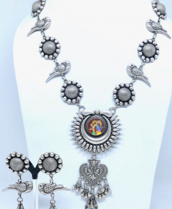 Antique Oxidized Beautiful Circled Necklace Set