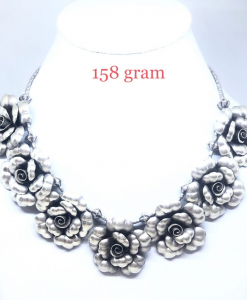 Antique Silver Rose Necklace