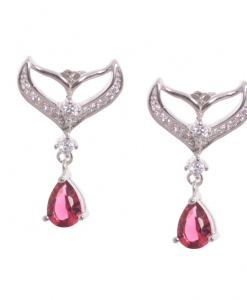 Cubic Zirconia Hanging Earring in Pink