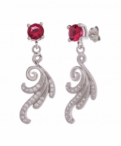 CZ Red Stone Hanging Earring