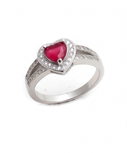 CZ Red Heart Ring