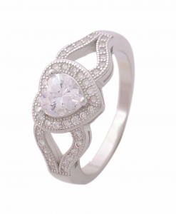 CZ Solitaire in Heart Ring
