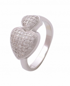 CZ Two Heart Engagement Ring