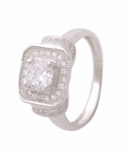 CZ Solitaire Square Ring
