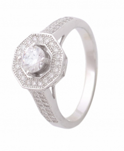 CZ Double Line Solitaire Ring