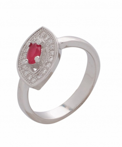 CZ Curved Red Stone Ring