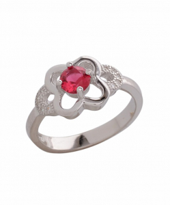 CZ Butterfly Red Stone Ring