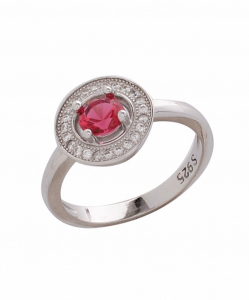 CZ Double Circle Red Ring