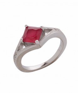 CZ Red Square Ring