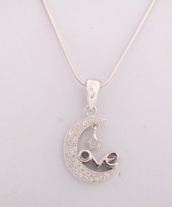 CZ Moon and Star pendant