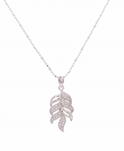 CZ Beautiful Leaf Pendant with Silver Chain