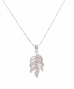 CZ Beautiful Leaf Pendant with Silver Chain