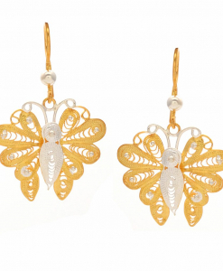 Filigree Two Tone Butterfly Hanging Earring
