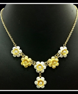 Filigree Exclusive Two Tone Flower Droplet Necklace