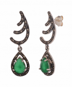Marcasite Green Stone Hanging Earring