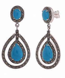 Marcasite Blue Stone Hanging Earring