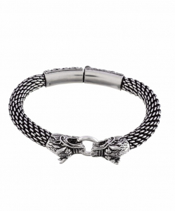Oxidised Silver Bull Bracelet