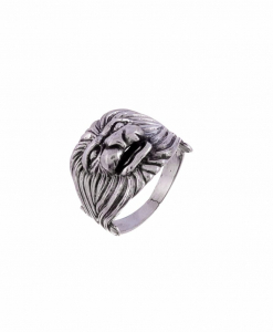 Oxidised Silver Lion Ring